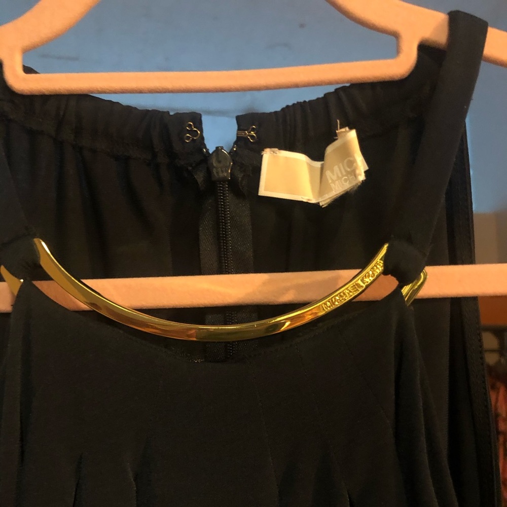 Navy Michael Kors Dress w/ Gold Bar Detail